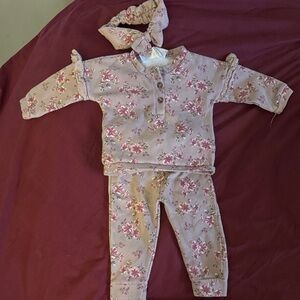 Floral Baby Outfit with Headband